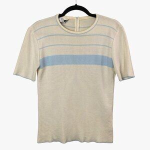 Vtg BULLOCKS WILSHIRE Women Short Sleeve Pullover Sweater Sz M Ivory Retro 94-4